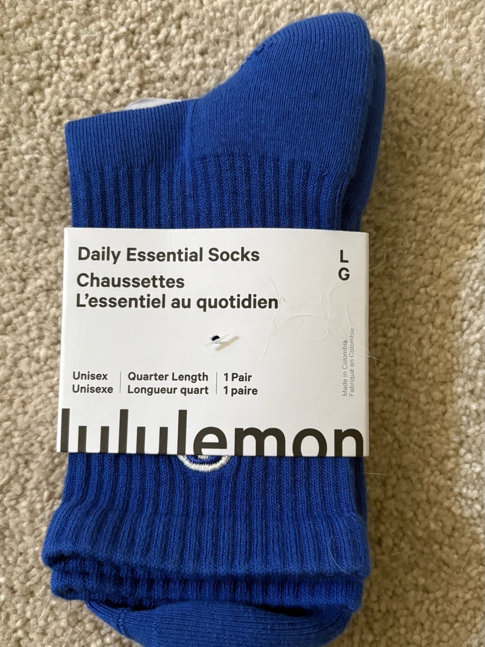 lululemon Daily Essential Quarter-Length Socks - beach ball blue NWT size L